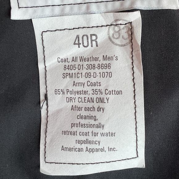 US Military Army DLA Mens Garrison Collection Trench Coat 40R NWT - Picture 6 of 9